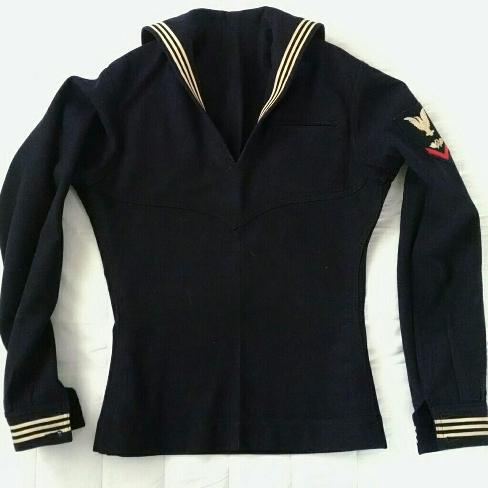 WWII 1940 Navy dress blues sailor wool uniform top